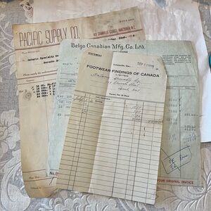 Vintage Invoices (3 pieces) Collection Ephemera
